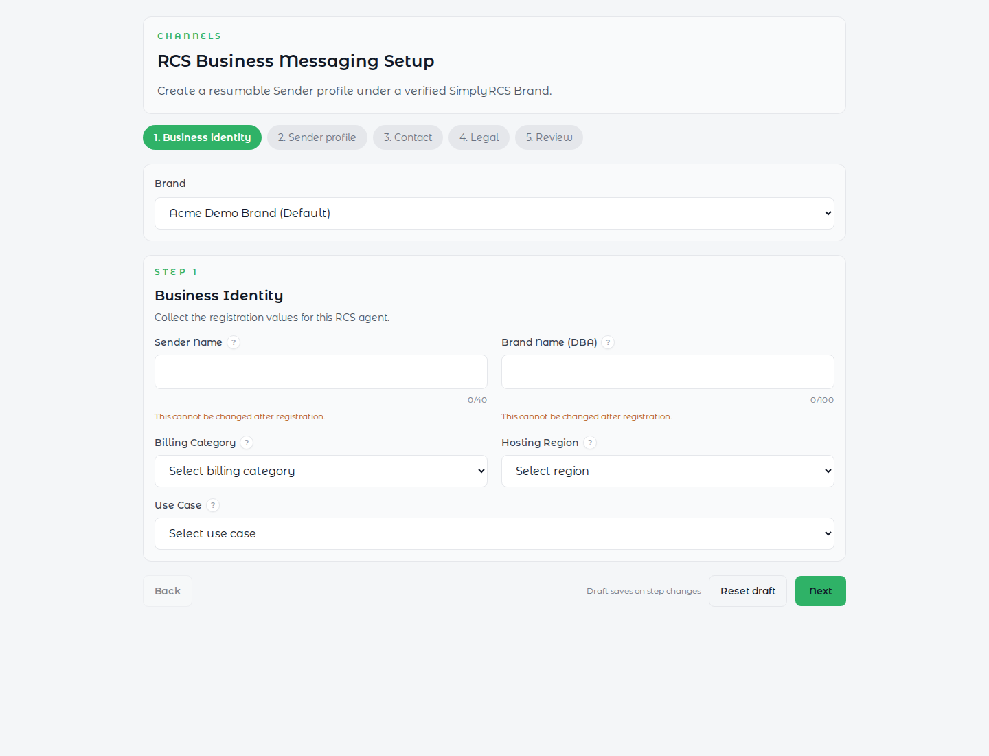 RCS Sender onboarding