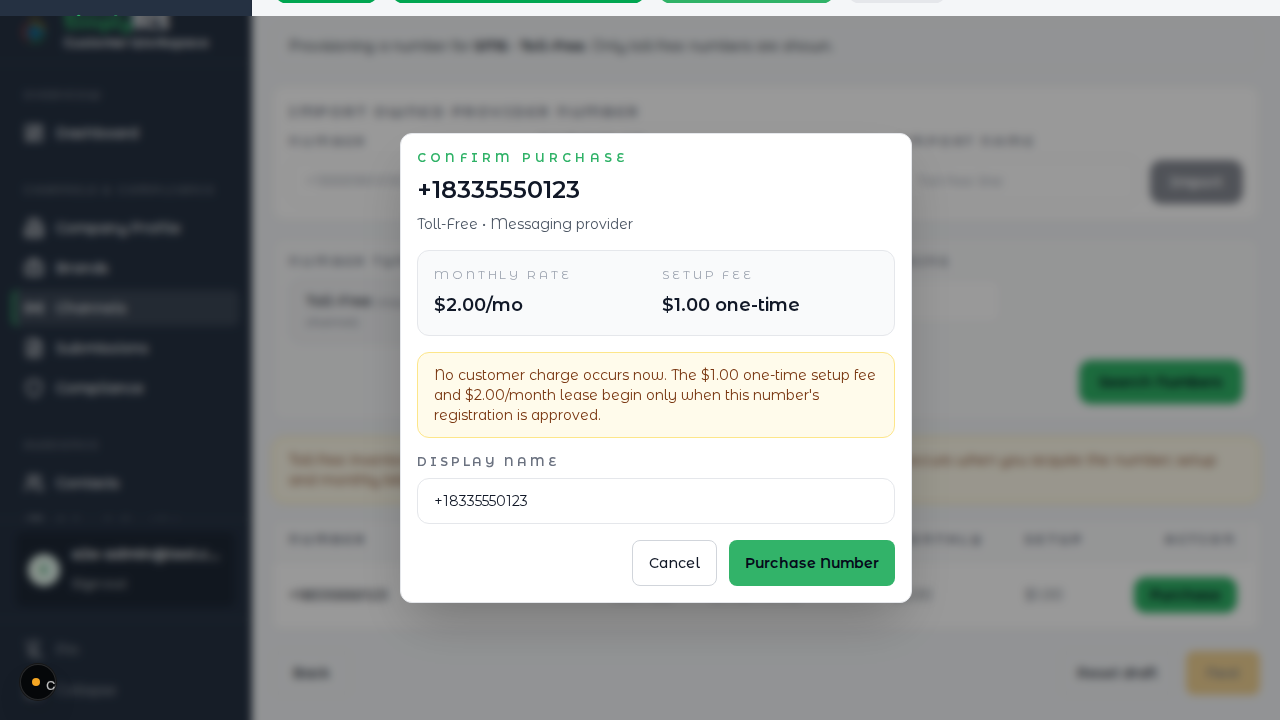 Toll-Free number acquisition