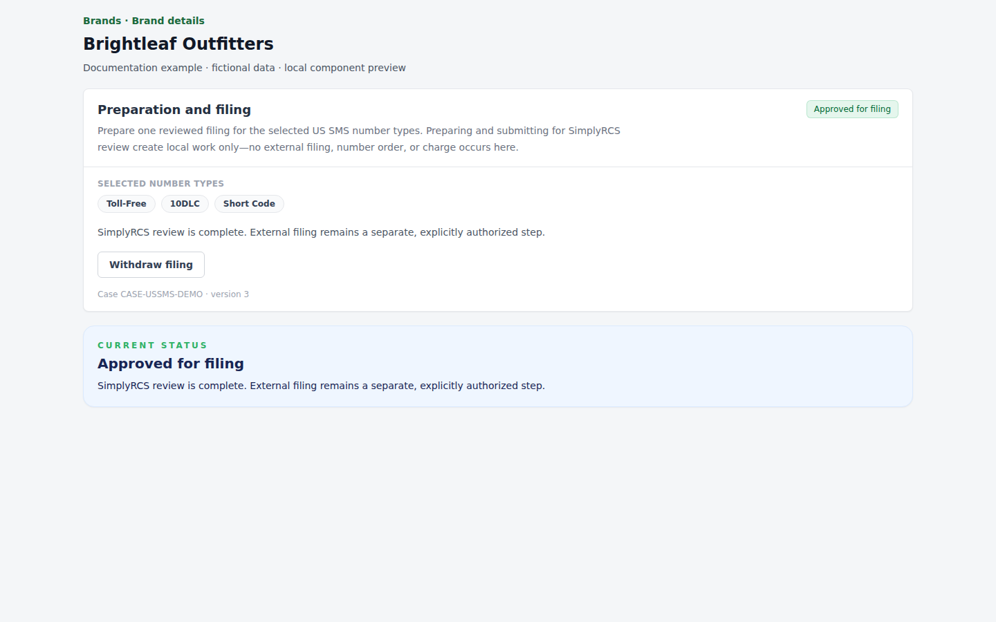Brand filing approval shared by Brand Hub and Case